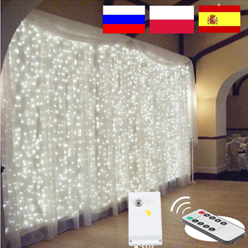 Guirnalda de luces LED para decoración del hogar, cortina de luces de hadas de Navidad para Año Nuevo, Patio, fiesta, boda, al aire libre