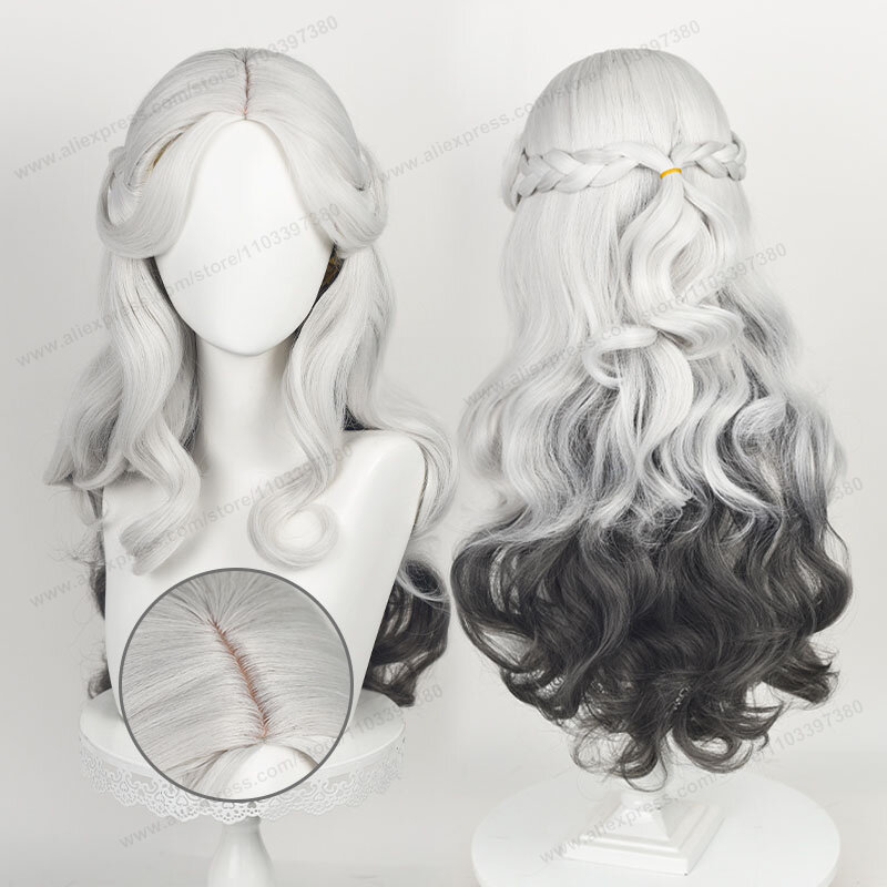 Identity V Ada Mesmer Cosplay Wig 66cm Curly Wave  Black Grey Hair Cosplay Anime Cosplay Heat Resistant Synthetic Wigs