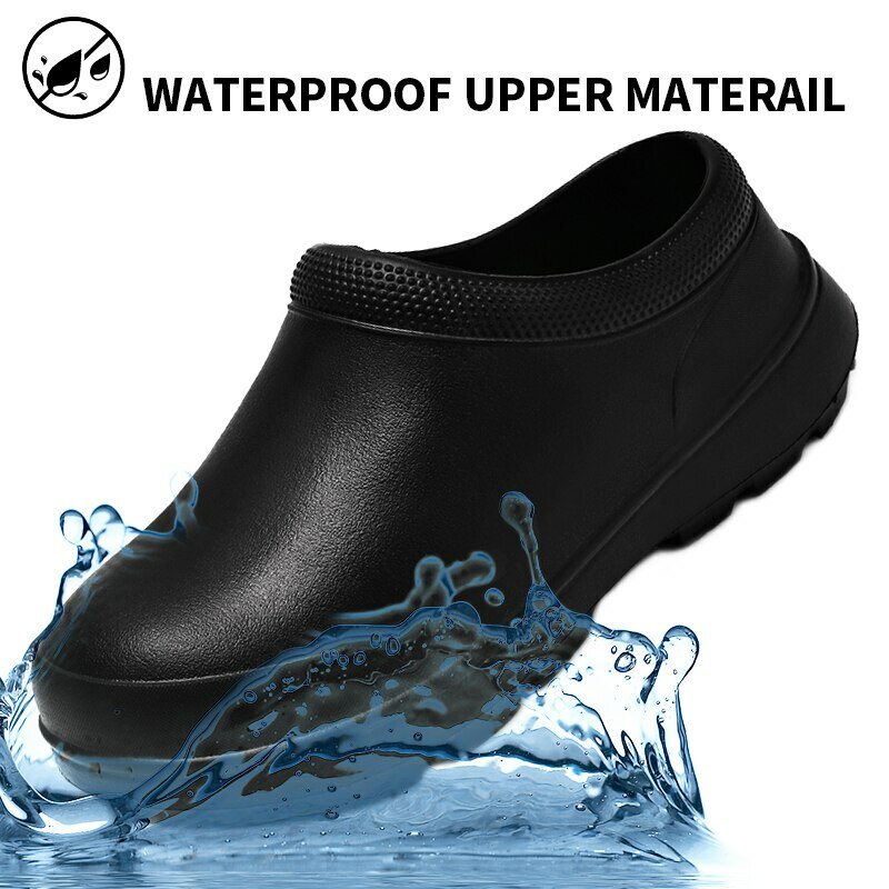 Men Summer Slipper Kitchen Clogs Chef Shoes Work Flip-flop Waterproof Oil-proof Sandal Non-Slip Garden Rubber Slippers For Male