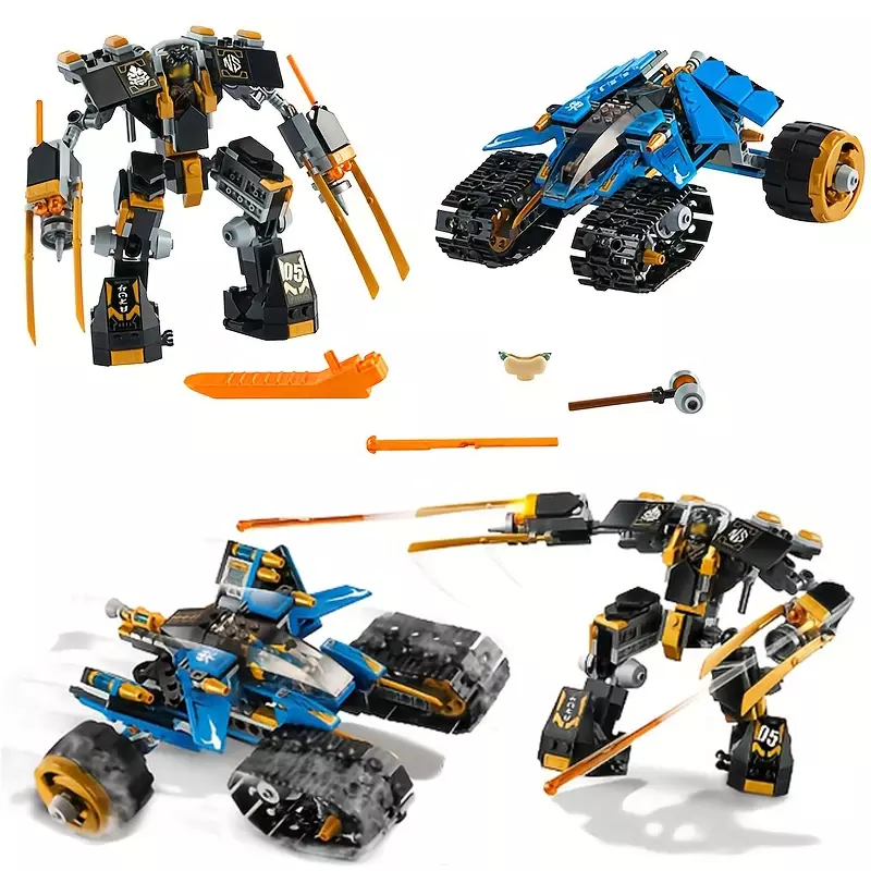 Bloques de construcción de Thunder Assault Vehicle para niños, Robot guerrero mecánico Mecha, modelo de arma de guerra, juguetes de ladrillo para niños, 576, piezas