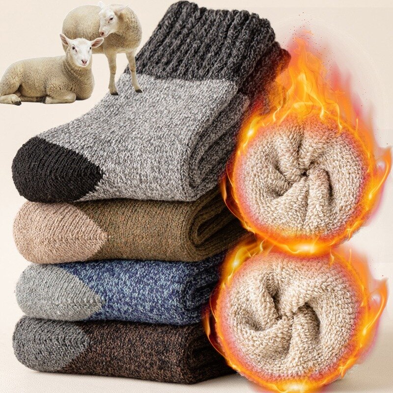 Super Optics-Chaussettes d'hiver en laine mérinos pour hommes, serviette thermique, chaussettes de sport chaudes, laine de coton, botte éponge pour homme, neige froide