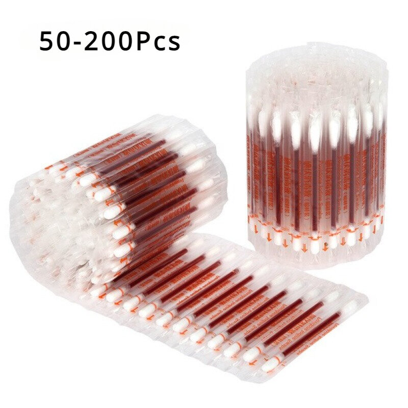 50/200pcs/lot Medical Multifunction Disinfected Stick Make Up Wood Iodine Disposable Medical Double Cotton Swab Portable Bar New