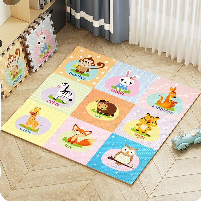Alfombrillas de juego de animales para bebé, tapete de 9 piezas de juego, 30x30cm, para actividades, para habitación de juegos