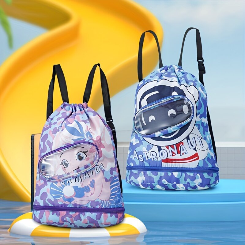 Wet Dry Separation Swimming Bag Girls Waterproof Storage Shoulder Packs Children's Backpack New Cartoon Bags Boys Washing Pouch