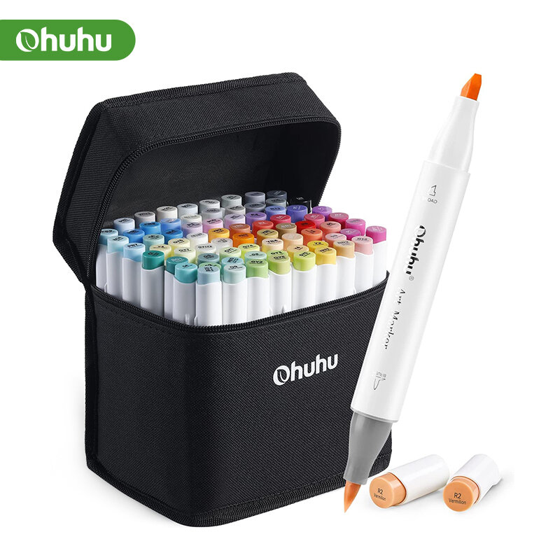 Ohuhu Marker kolorowe markery oleiste zestaw markerów dwugłowicowe kolorowanie Manga szkicowanie alkohol flamaster przybory szkolne