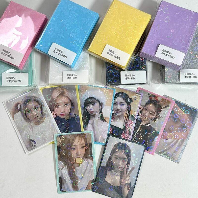 Sharkbang 50pcs/Lot Holo Card Sleeves 61x91mm 20C Heart Series PP Kpop Holder For Postcards Films Game Cards Photocard Protector