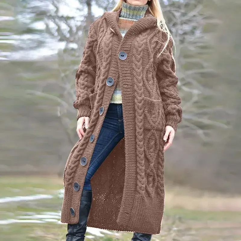 Maglione invernale da donna 2021 Cardigan lungo Casual con cappuccio da donna giacca Cardigan di Halloween europea e americana oversize allentata