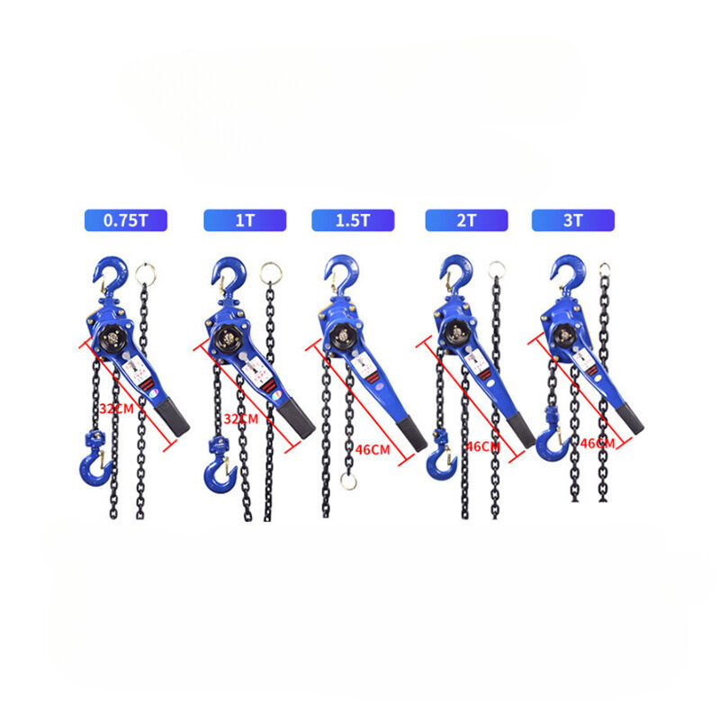 1 T chiave di trazione paranco sollevamento manuale paranco a catena gancio per paranco a catena a mano blocco leva portatile tenditore per paranco a catena invertito