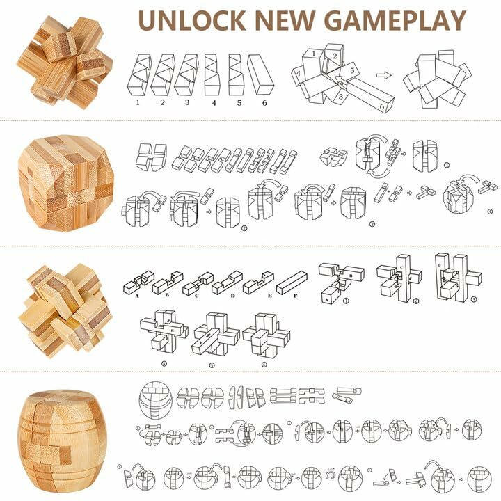 ألعاب الألغاز الخشبية ألعاب الدماغ ثلاثية الأبعاد الألغاز للمراهقين والكبار المنطق لغز الخشب المكعب السحري الدماغ دعابة تجميع اللعب