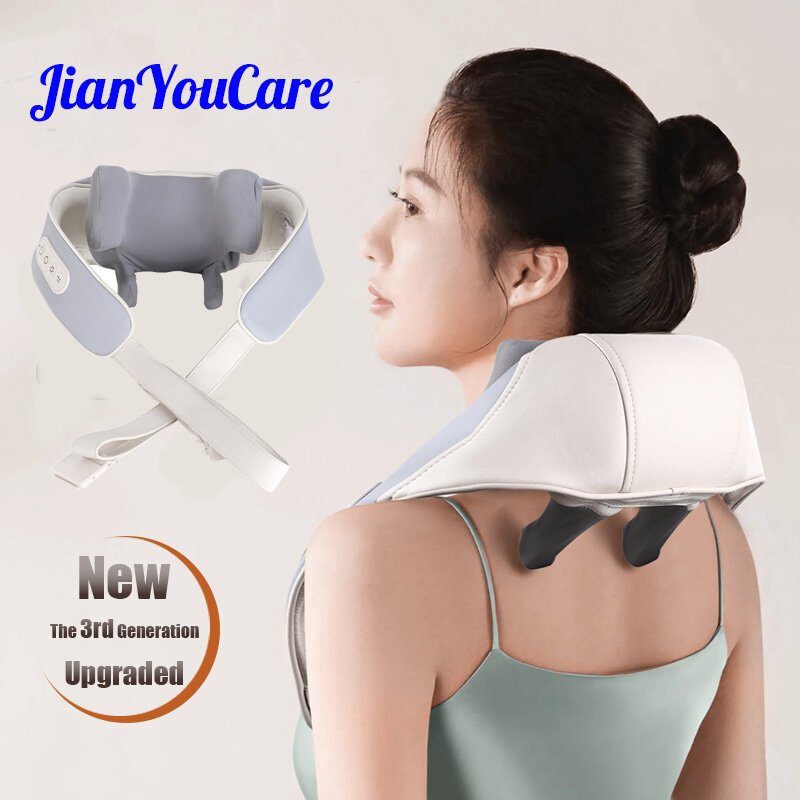 Jianyoucare-電気首のマッサージャー,加熱式マッサージャー,指圧,成形マッサージ機,疲労を和らげる