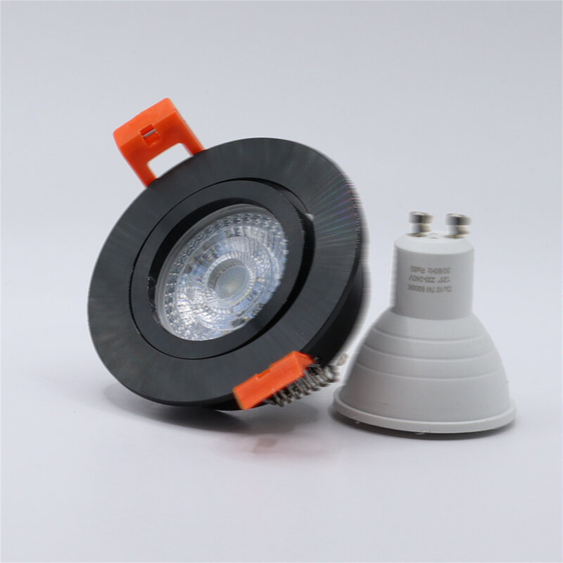 Круглая черная алюминиевая Встраиваемая потолочная лампа GU10, осветительная арматура для дома, фоторамка с отверстием 65 мм