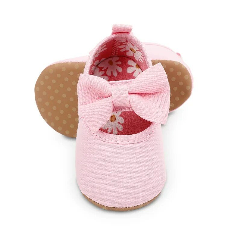 Cute Infant Baby Girls Princess Shoes Bowknot Flats Non-Slip Wedding Dress Slippers Adorable Baby Booties