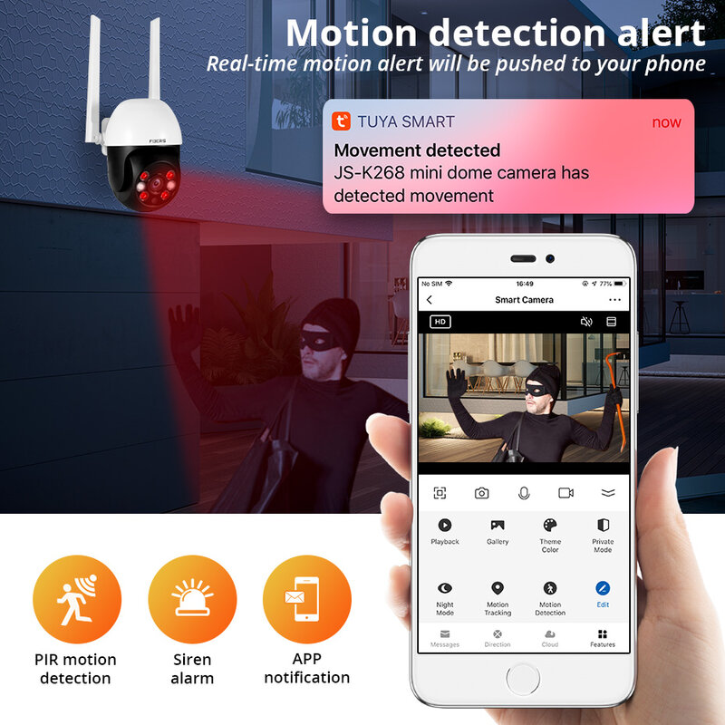Fuers 3mp 5mp ip kamera tuya smart outdoor home sicherheit auto tracking menschliche erkennungs kamera wifi cctv überwachungs kamera