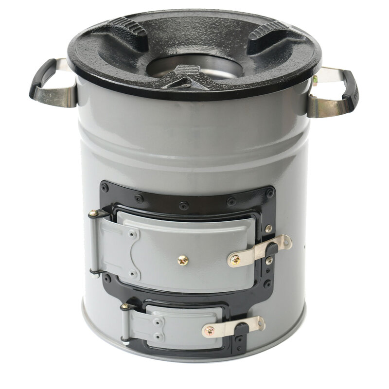 Two doors wood and charcoal stove camping stove