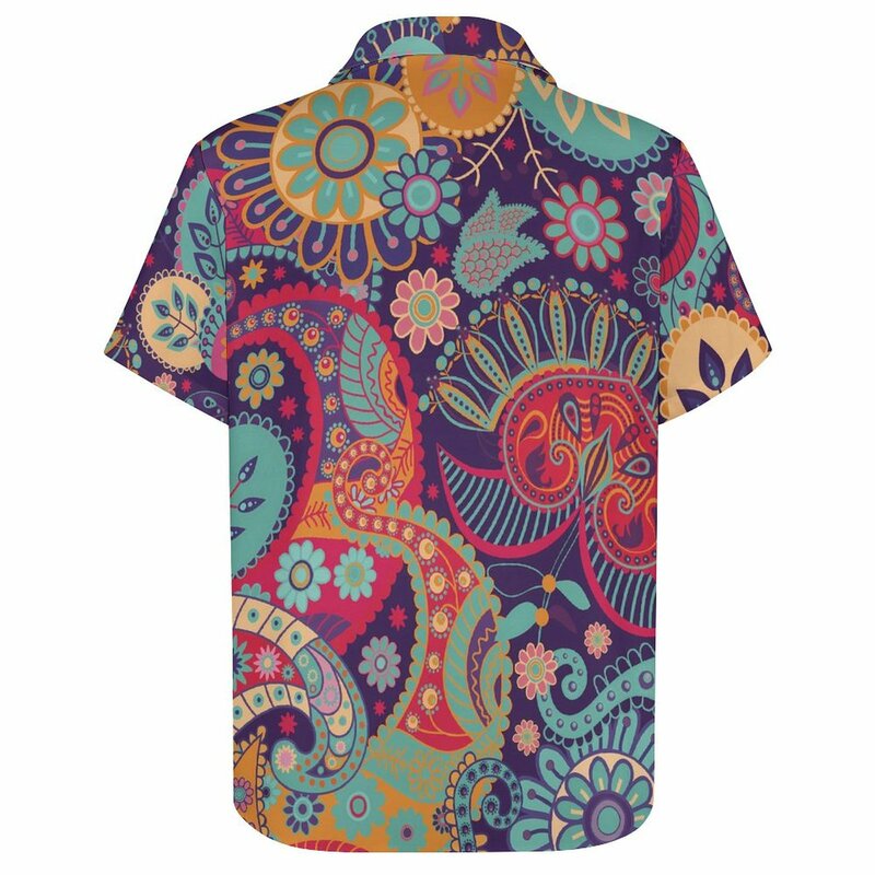 Camisa de playa de Cachemira Vintage para hombre, camisas casuales elegantes con estampado de flores, patrón de moda de manga corta hawaiana, blusas de talla grande