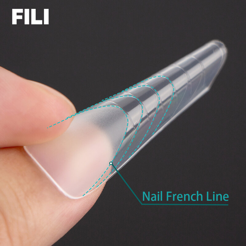 Resuseable Manicure Tool Full Cover Stiletto Coffin Almond Nail UV Gel Plastic Mold for Quick Building Nail Extension Dual Forms