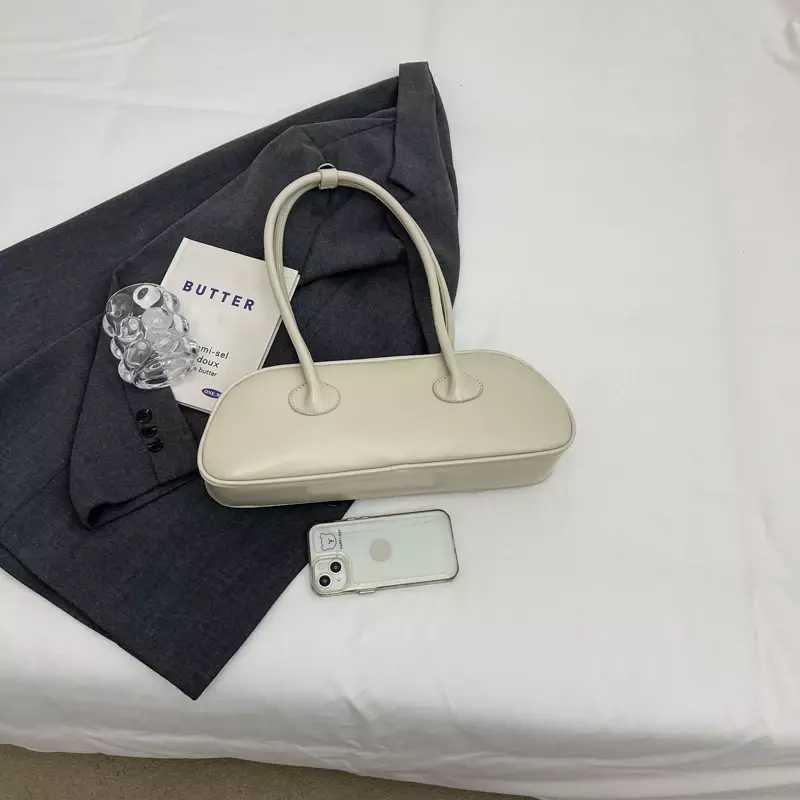 Bolsa de grande capacidade simples para mulheres, PU linha sólida Zipper Shoulder Bag, moda Travesseiro Bag, venda quente, 2024