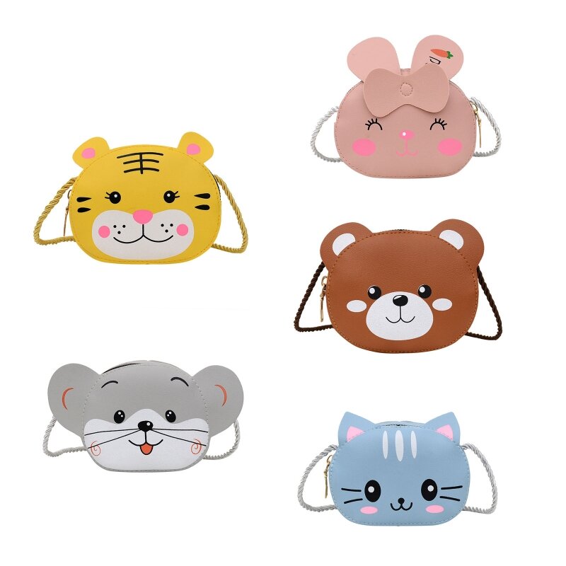 Kids Coin Purse Cartoon Animals  Bag PU Leather Crossbody Bag E74B