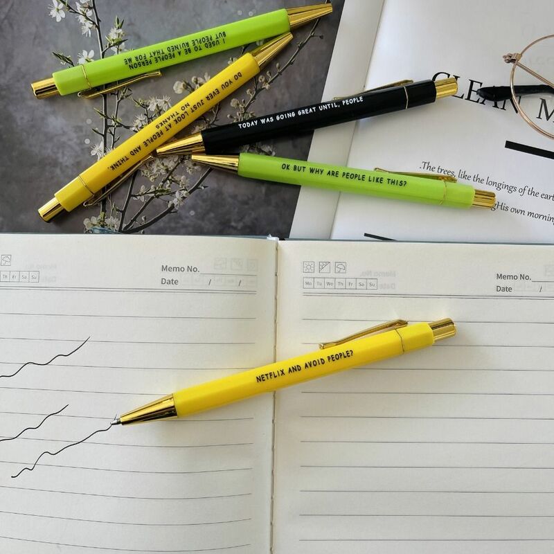 5 Stks/set Plastic Dagen Van De Week Pen Set Grappige Push Type Snel Drogen Over Het Pen Set Gladde Handtekening Pennen School