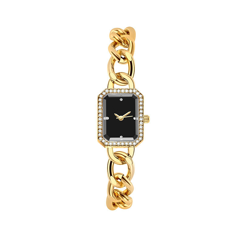 Jam tangan gelang wanita, bentuk persegi aroma kecil minimalis Retro sangat tipis indah