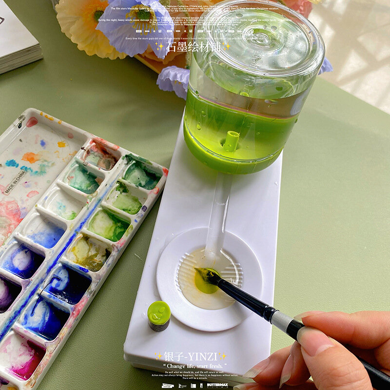 Akwarelista szczęśliwy długopis do mycia mała toaleta pędzlem szczotka do czyszczenia manikiurzystki sztuki studentka chiński obraz czyszczenia farby
