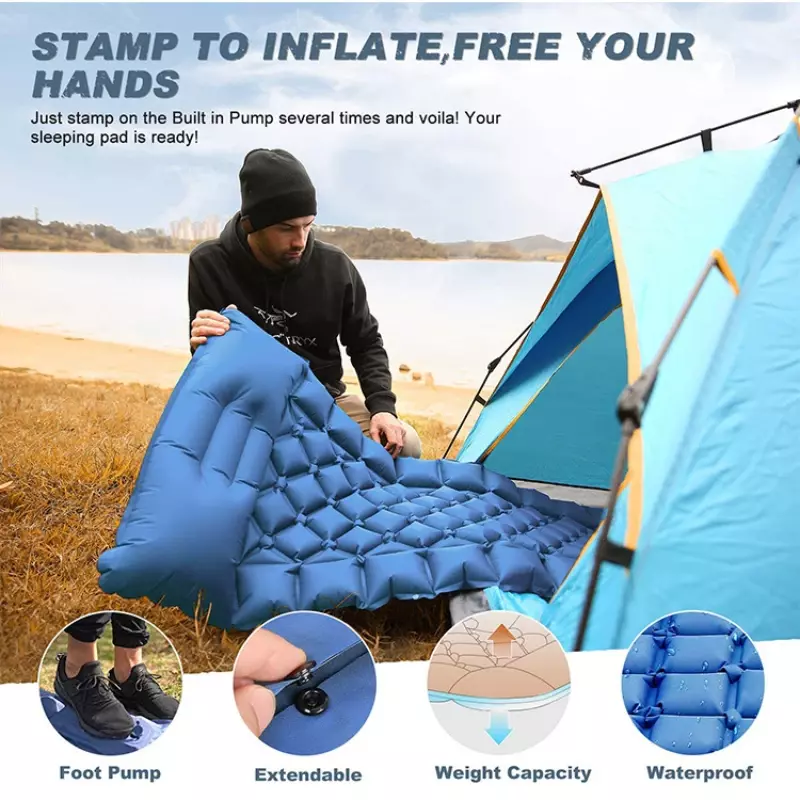 Colchón inflable portátil, colchón plegable, ultraligero, impermeable, cama de aire, cojín para acampar al aire libre, tomar el sol, dormir relajante