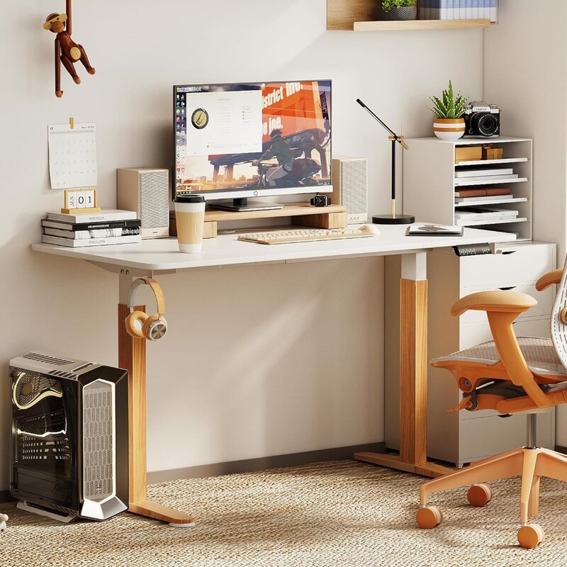 Altura ajustável Elétrica Standing Desk, Ergonômico Home Office Sit Stand Up Desk, 55x28 in
