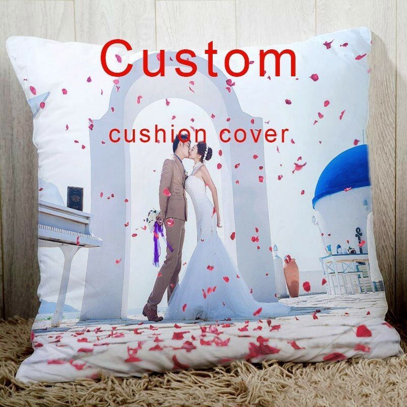 Custom cushion cover with your wedding pictures,Choose Your Text Logo or Image 18" Personalized pillow case for sofa bed chair