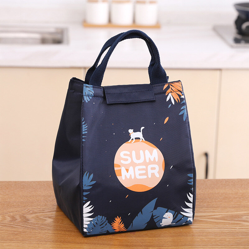 Cartoon Print Thickened Thermal Insulation Portable Lunch Box Bag Casual Large Capacity Lunch Bags for Girls Outdoor Picnic Bag