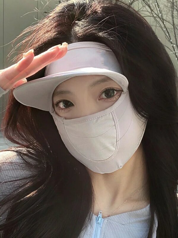 페이키니 여성용 자외선 차단 원피스 여름 마스크 모자, 야외 자외선 차단 나일론 먼지 쉐이드 단색, UPF50 +