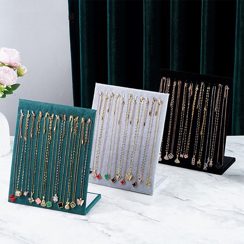 Высококачественная Вельветовая L-образная вешалка для демонстрации ожерелий, ювелирных изделий, браслетов, витрина для серег