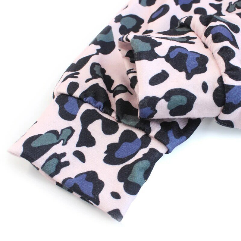 Conjunto de ropa infantil de leopardo para niña, diadema de manga larga con estampado de letras rosas, ropa de otoño para recién nacido, trajes de 3 piezas
