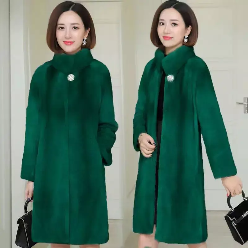 Женская зимняя куртка из искусственного лисьего меха, Корейская версия, трендовая утолщенная флисовая куртка с воротником-стойкой, модель F368, 2024