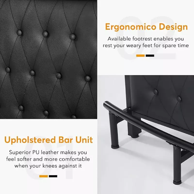 Tribesigns Unidad de mesa de Bar para el hogar con estantes de almacenamiento de 3 niveles, Mini Mostrador de Bar pequeño con tapizado frontal y reposapiés de Metal