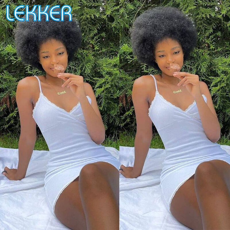 Lekker-Cabello Humano Afro rizado a granel, trenzas de ganchillo, cabello Remy brasileño, extensiones de trenzado de colores, 1 paquete de 50 g/pc, sin trama