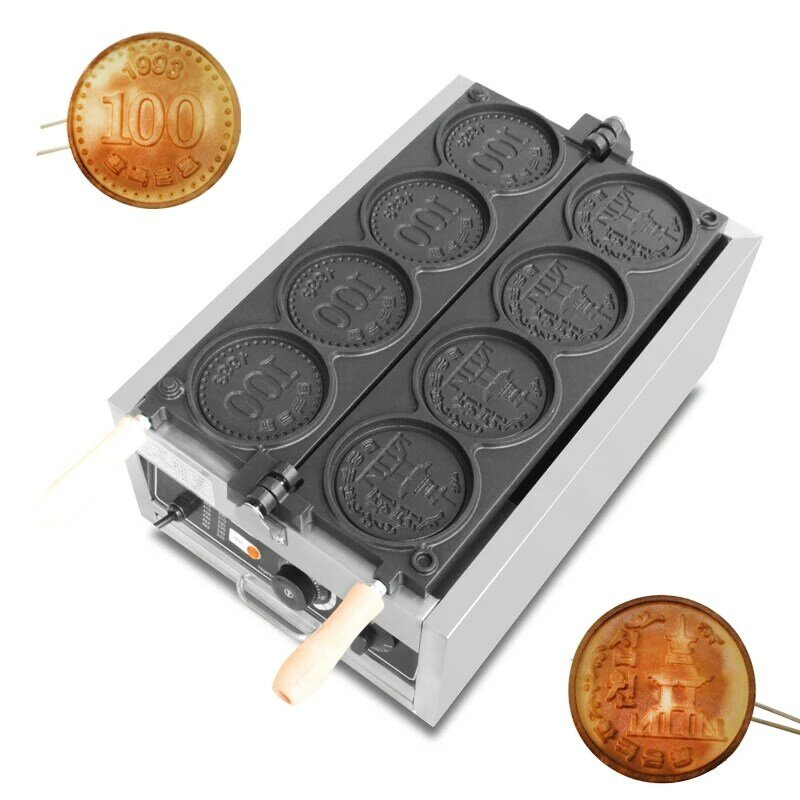 Komercyjny gofr elektryczny 4 szt. Ser na monety Mini forma do gofrów maszyna do pieczenia kształt forma do gofrów kurczaka złota moneta maszyna do chleba