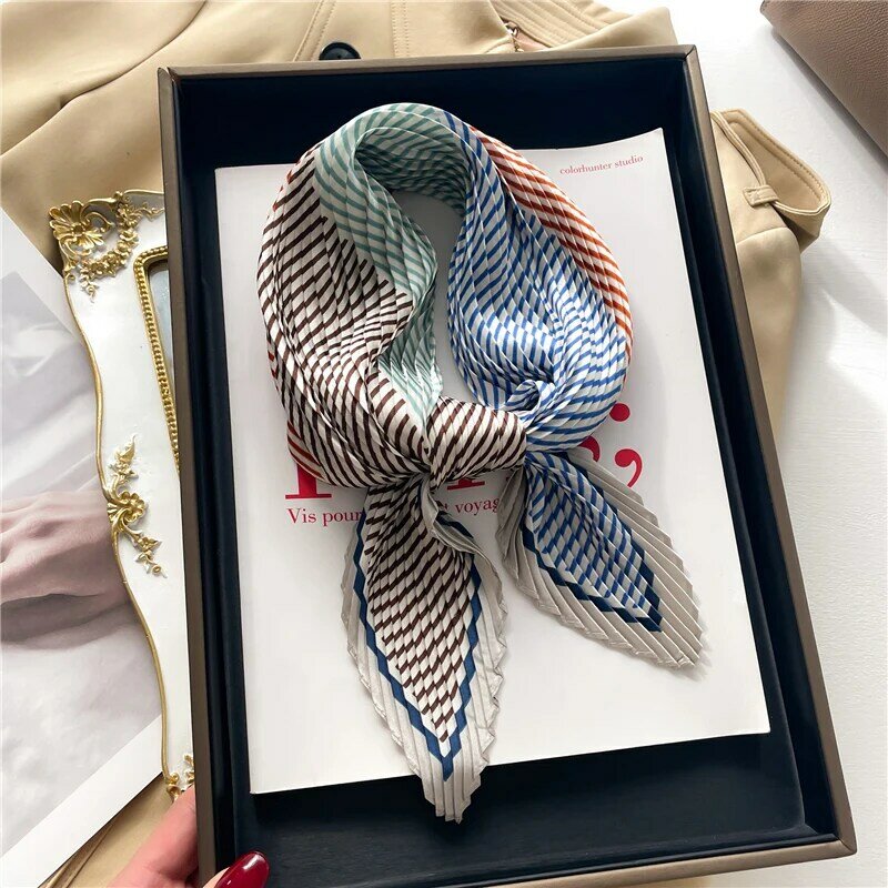 Bufanda de seda de satén para mujer, pañuelo con estampado a la moda, Hijab, Foulard para el cuello, chal de muñeca y envolturas