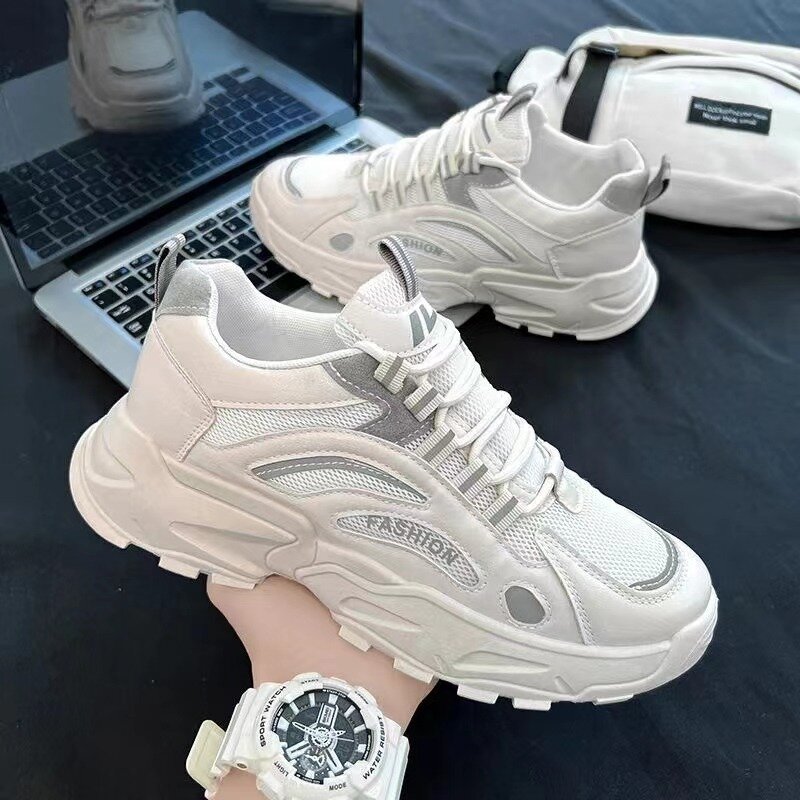 Chunky Sneakers 2024Summer Fashion Breathable Running Shoes Light Comfortable Dad Shoes for Men Lace Up Platform Tennis Trainers
