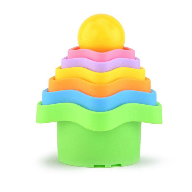 Divertenti tazze impilabili giocattolo per bambini animali educativi del fumetto pile spiaggia che giocano giocattoli da bagno regalo di compleanno per bambini