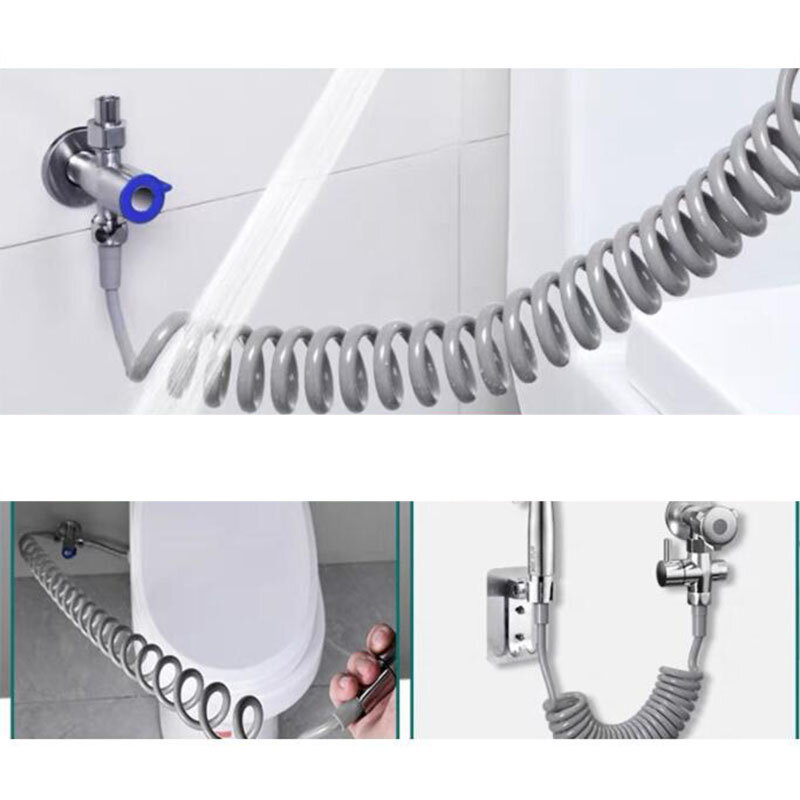 2m 3m 5m grey Flexible long Spring Shower head Hose tube plastic for bathroom Water Toilet Bidet Sprayer Telephone Line soft 1/2