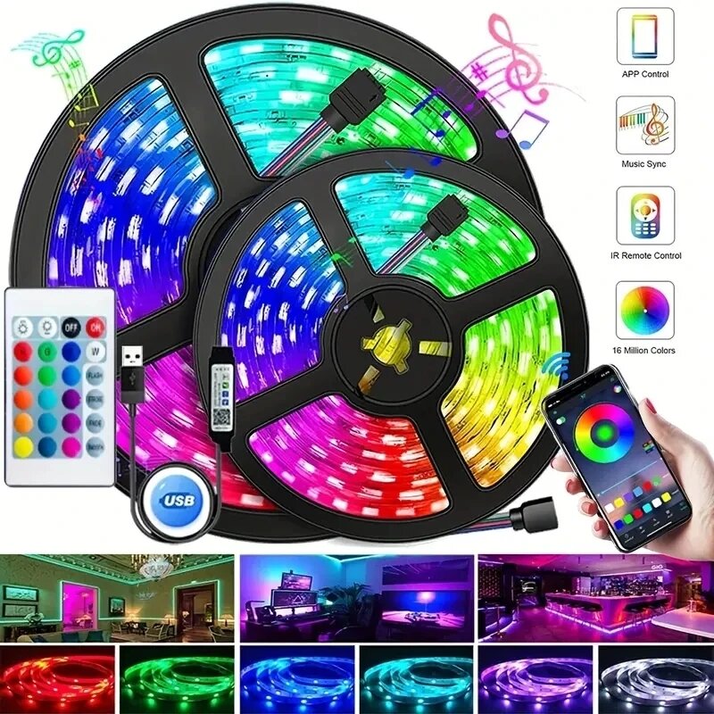 Usb 1-30M Led Strip Lights Rgb 5050 Bluetooth Wifi App Controle Luces Led Flexibele Lint Diode Lamp Decoratie Voor Woonkamer