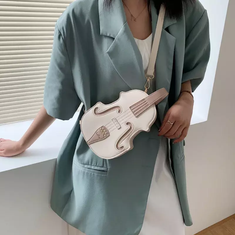 Creative Violin Female Crossbody Bag PU Leather Small Backpacks for Women Luxury Design Thread Ladies Fashion Shoulder Bag