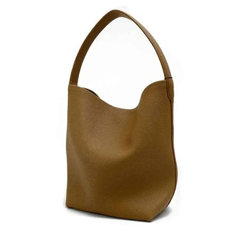Motingsome Soft Cowhdie Minimalism Women Bucket Bag Elegant French Style Lady Large Tote Bag Luxury Thick Real Leather Bag 2022