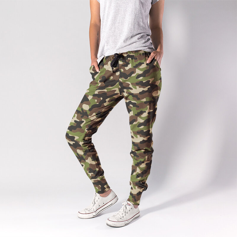 Letsfind mulheres jogger 3d camuflagem impressão tem bolso harem calças alta quaility macio confortável fitness streetwear