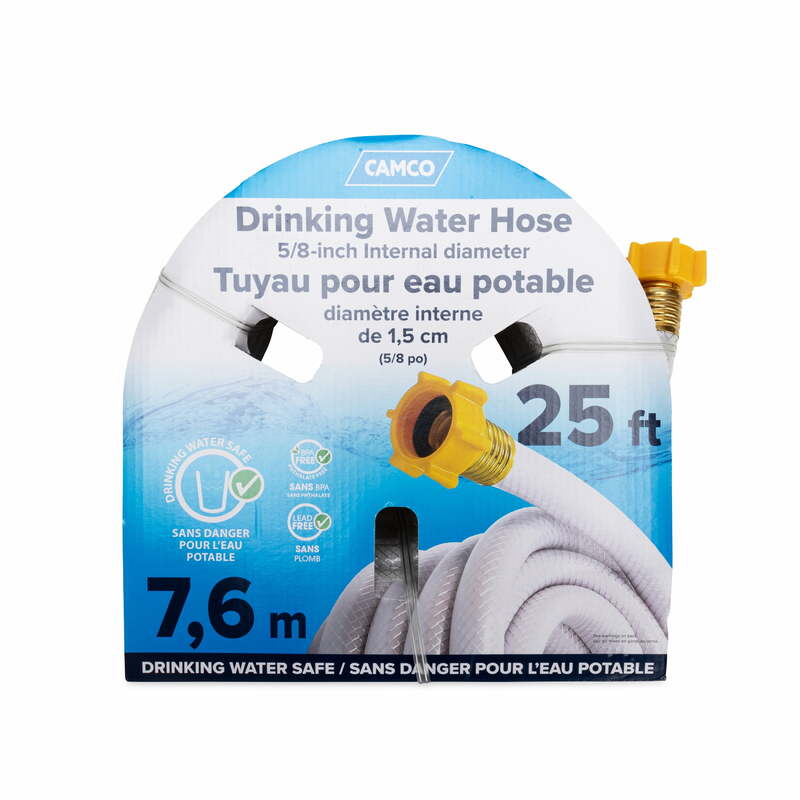 Camco TastePURE 25' RV Drinking Water Hose - Lead-Free, BPA-Free, Phthalate-Free PVC - White (22783)