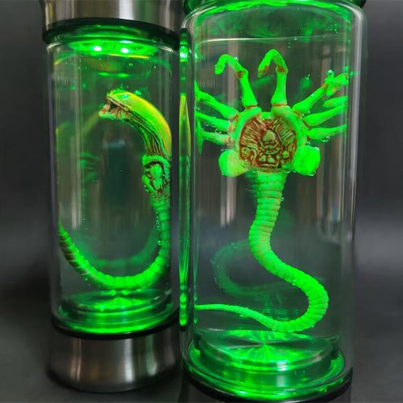 Alien Glow Jar Xenomorph spesimen Facehugger kaca embrio Jar Film Prop replika dekorasi rumah Desktop kerajinan Dekorasi patung