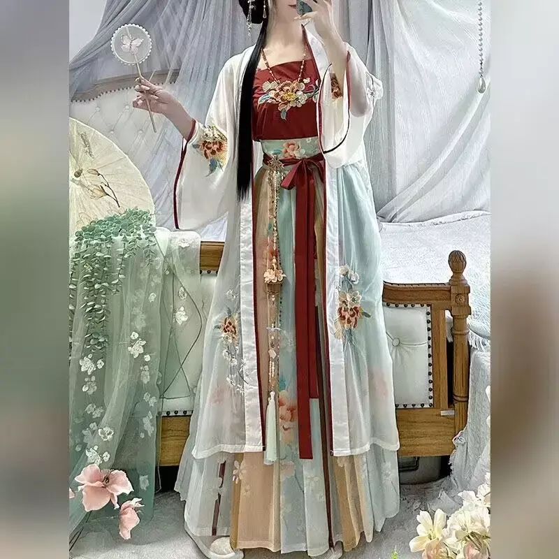 女性のための伝統的な刺fuのドレス,妖精のコスプレコスチューム,ベージュ,青,古代のセット,プラスサイズ,xl