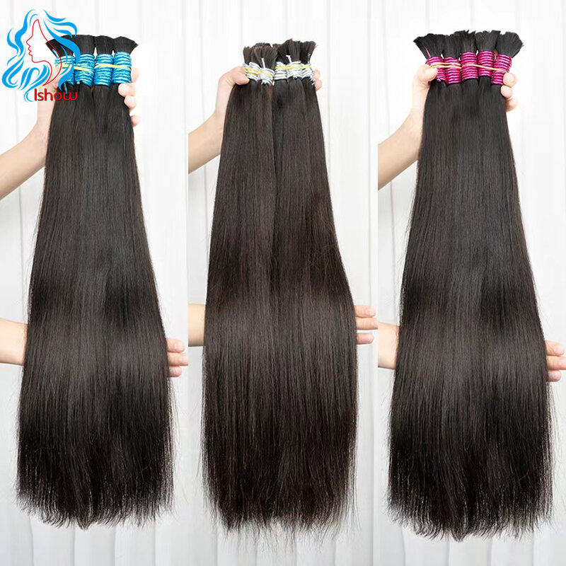 Wholesale No Weft 100% Human Hair Bulk Raw Indian Hair Extensions 10A Bulk Hair Weaving For Braiding Virgin Remy Hair 1B 100g