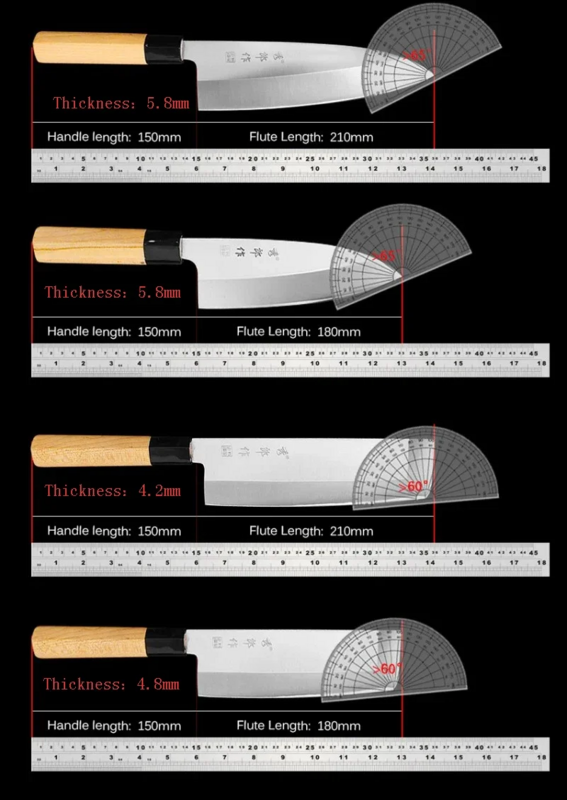 Couteau japonais en acier à haute teneur en carbone pour fileter le poisson, Sashimi pour découper les sushis couteau de Chef couperet outils de cuisine