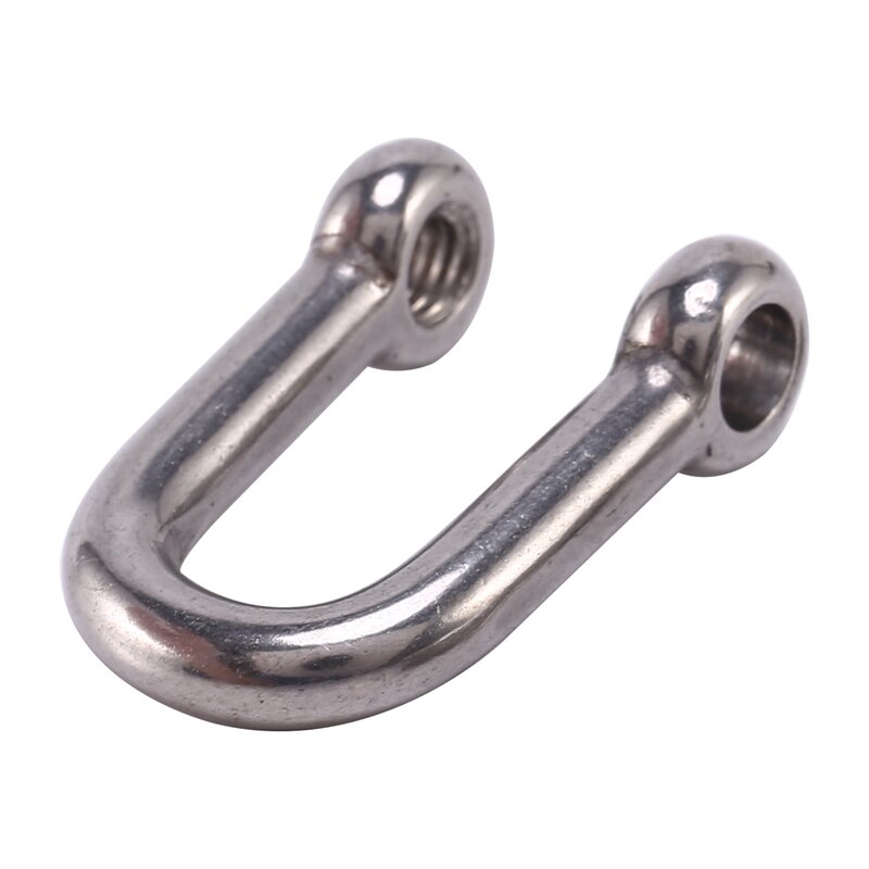 4Pcs M6x38mm Straight D-Shackle, Short, Stainless Steel AISI 316